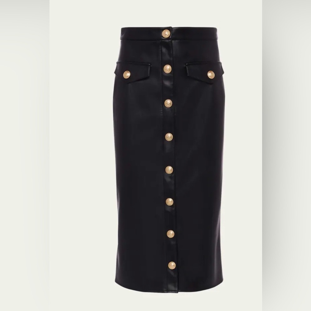 L’AGENCE Milann Faux Leather Midi-Skirt